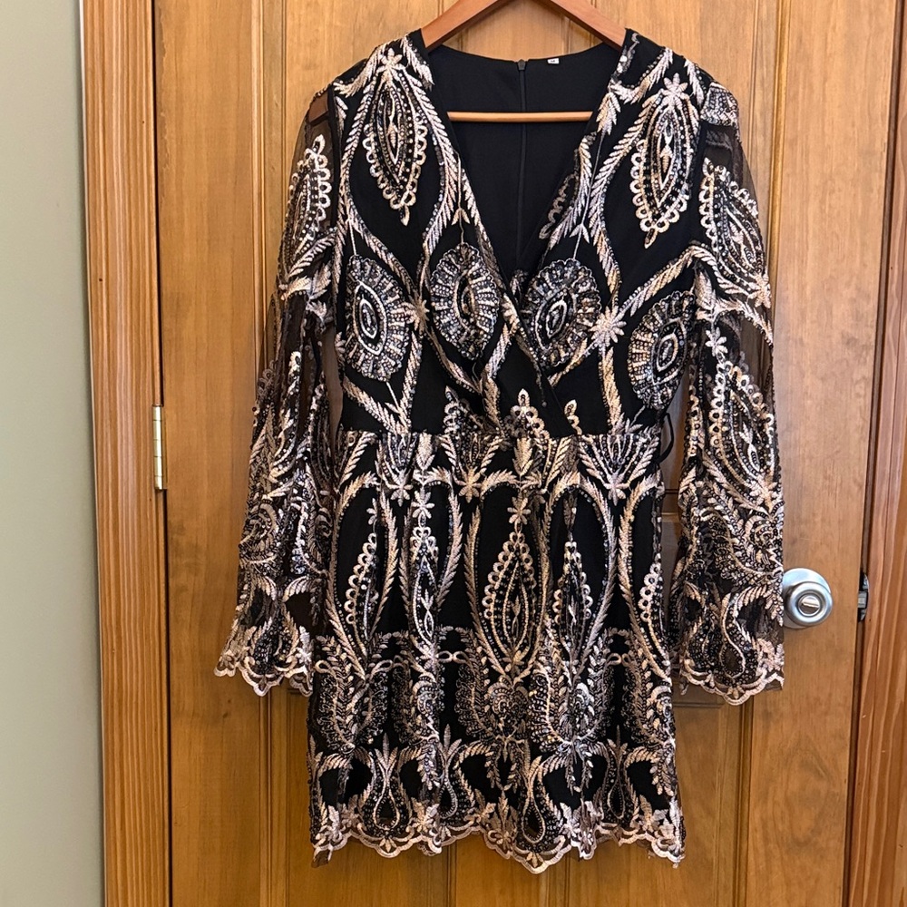 Amazon Black and Gold Mini Dress